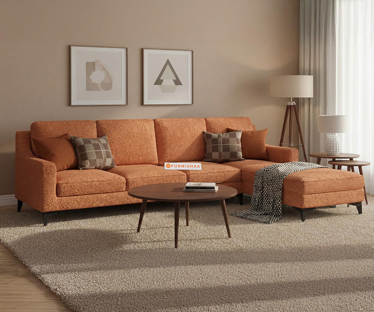Arrasso 3 Seater L Shape Sofas with Anthology Fabric Orange-RHS - Furnishka
