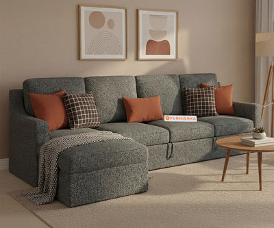 Arrasso 3 Seater Sofa Cum Bed with Anthology Fabric  Space Grey -LHS