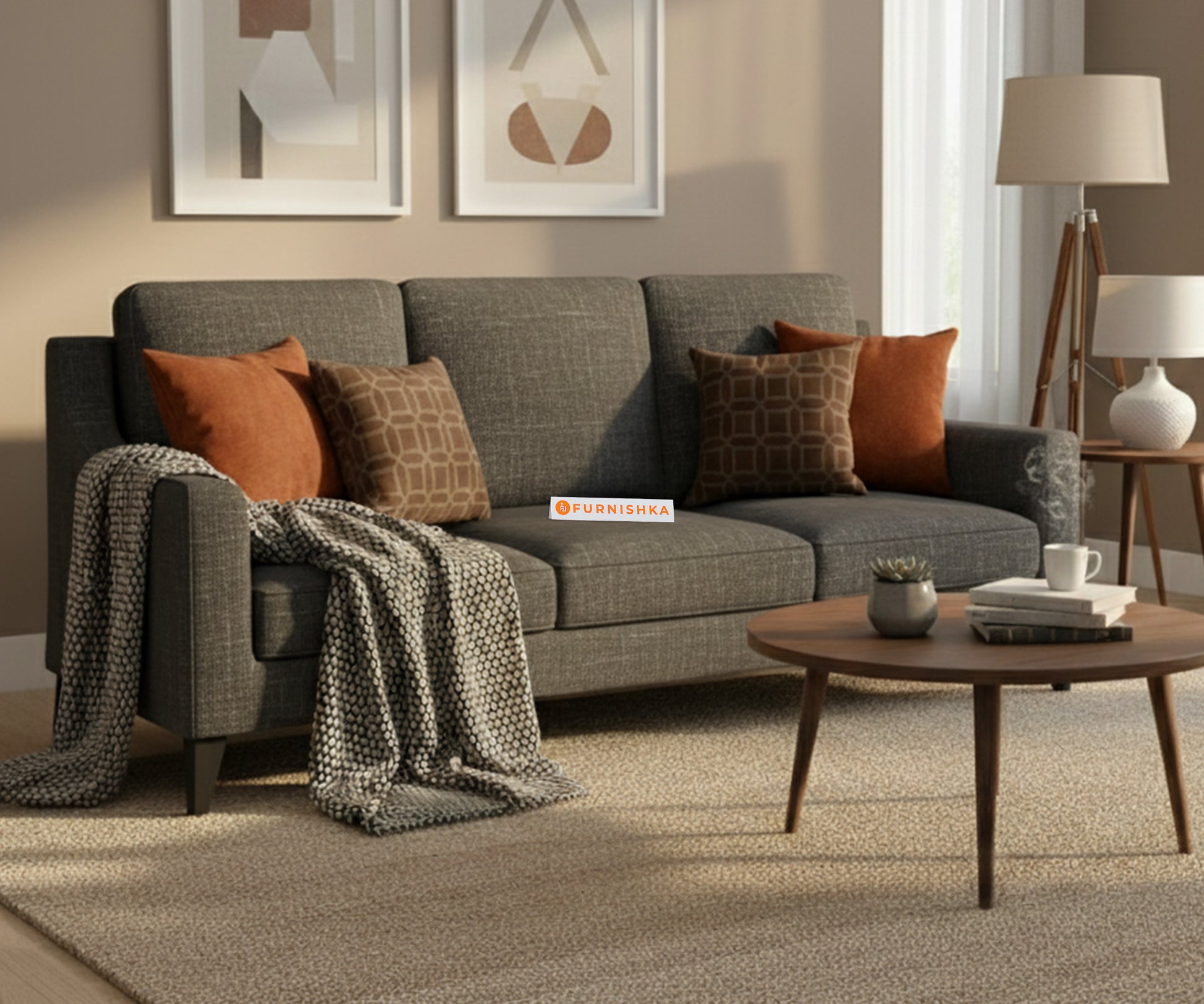 Arrasso 3 Seater Sofa Trout - Space Grey - Furnishka 