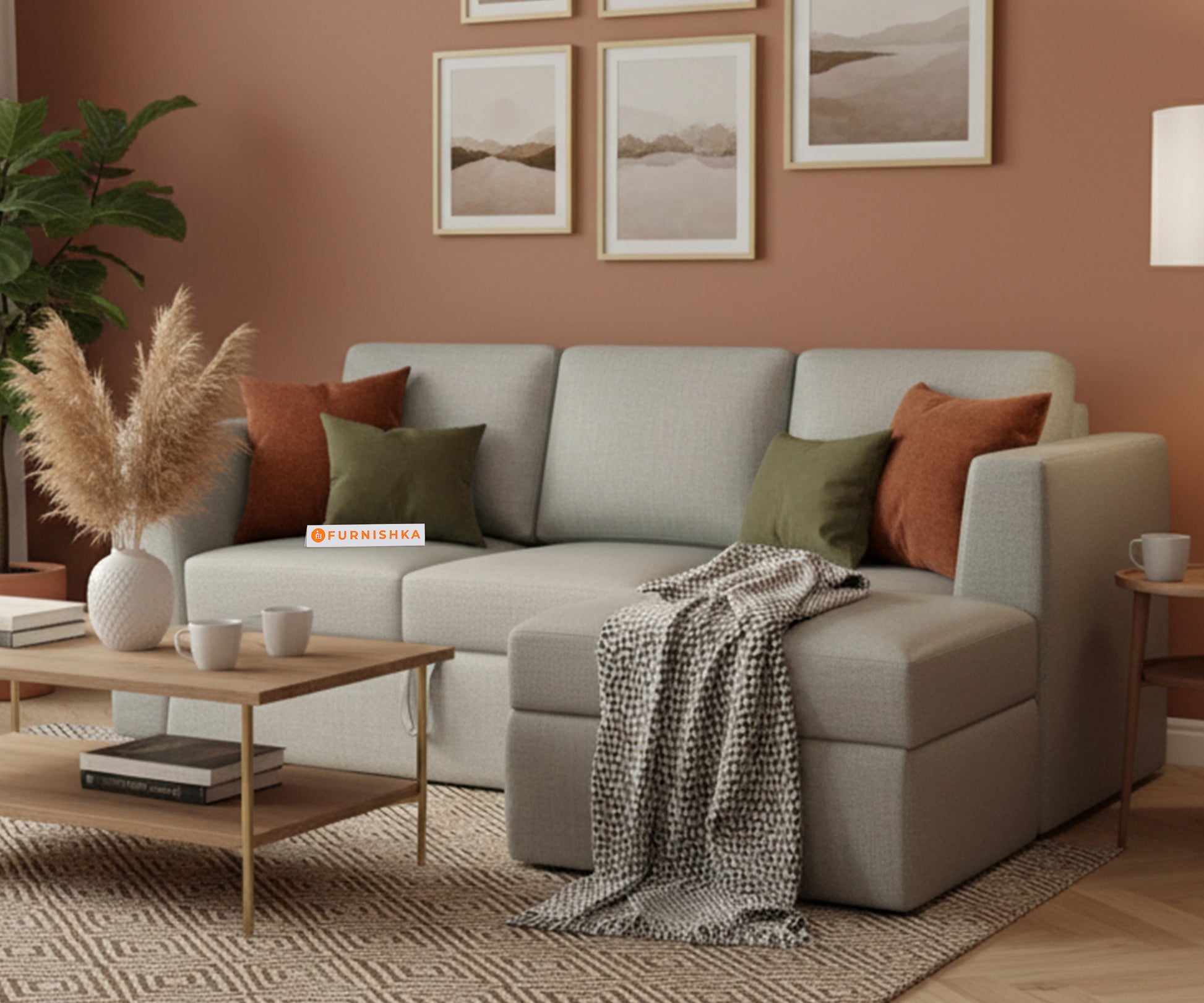 Arrasso Sofa 2+L RHS Sofa cum Bed  - Pull out Type - Furnishka 