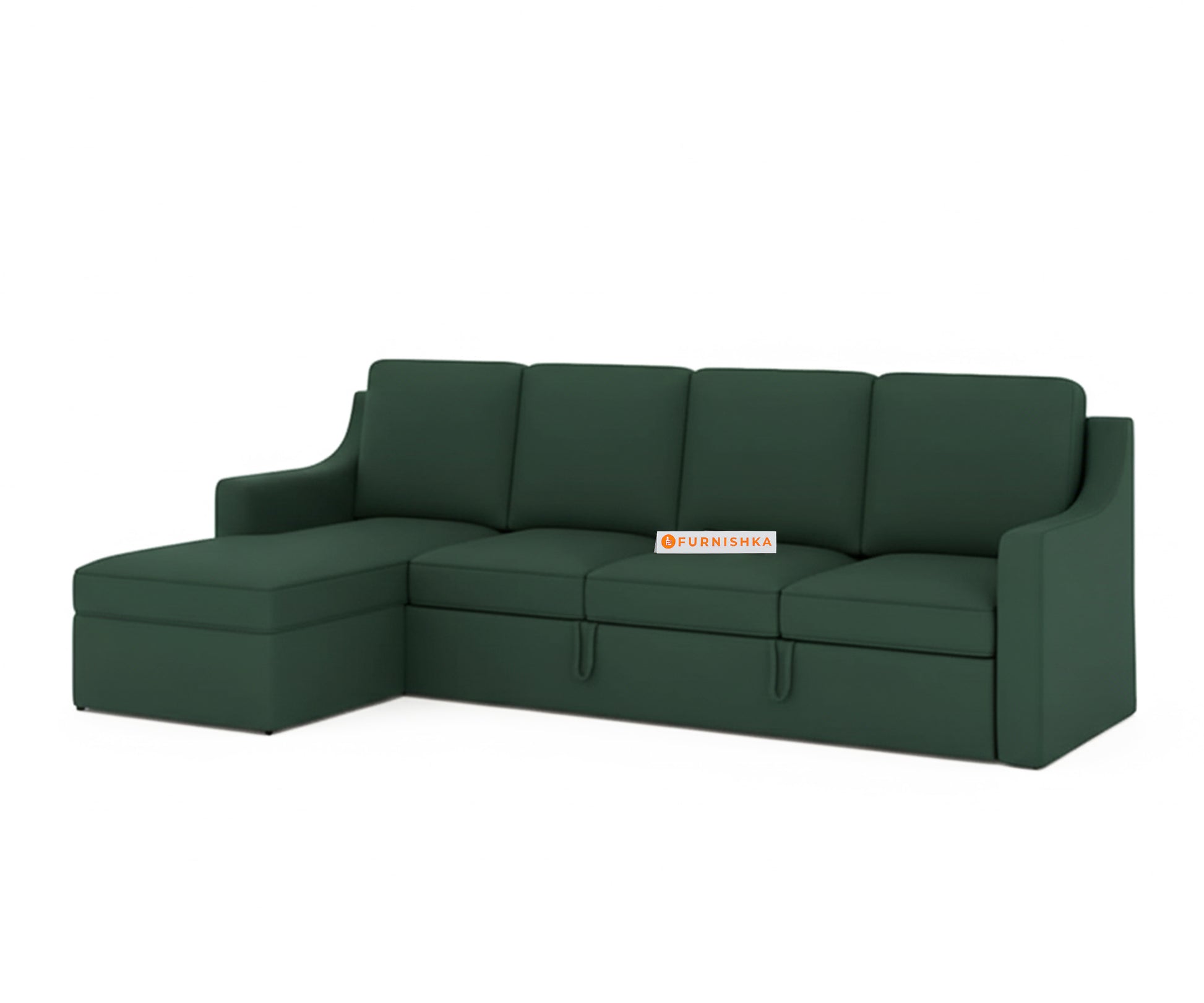 Arrasso Sofa 3+L LHS Sofa cum Bed  - Dark Green Pine - Furnishka 