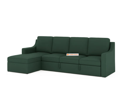 Arrasso Sofa 3+L LHS Sofa cum Bed  - Dark Green Pine - Furnishka 