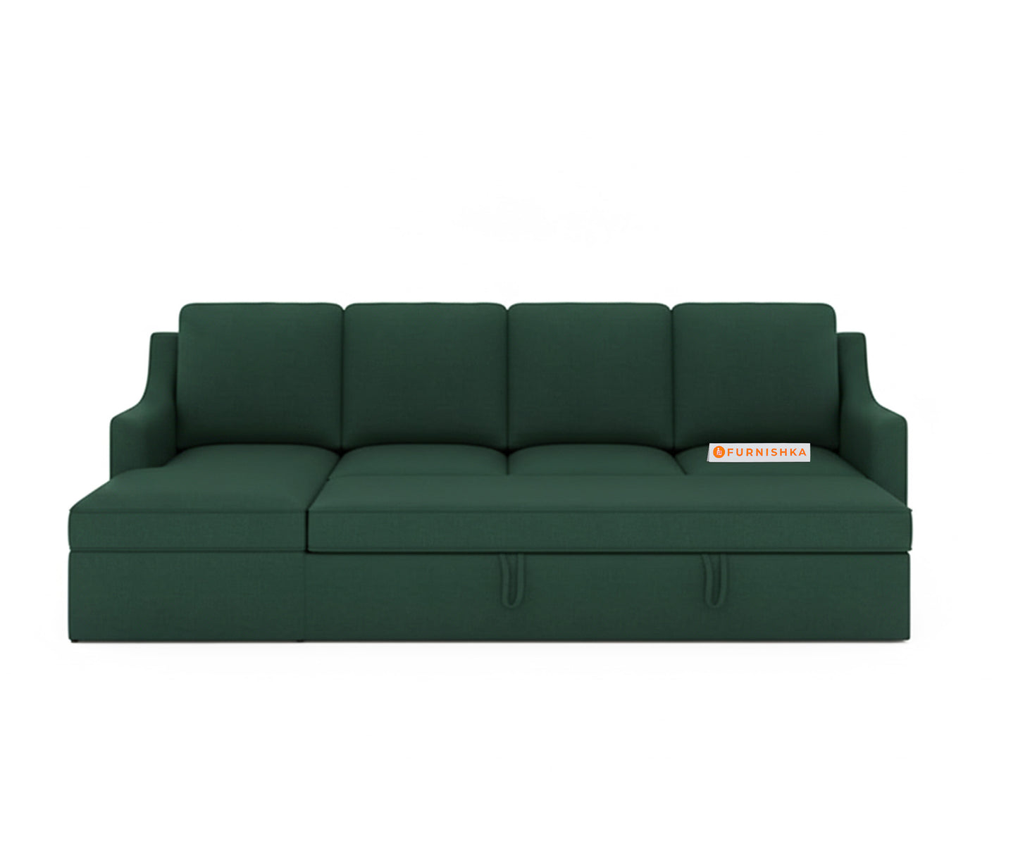 Arrasso Sofa 3+L LHS Sofa cum Bed  - Dark Green Pine - Furnishka 