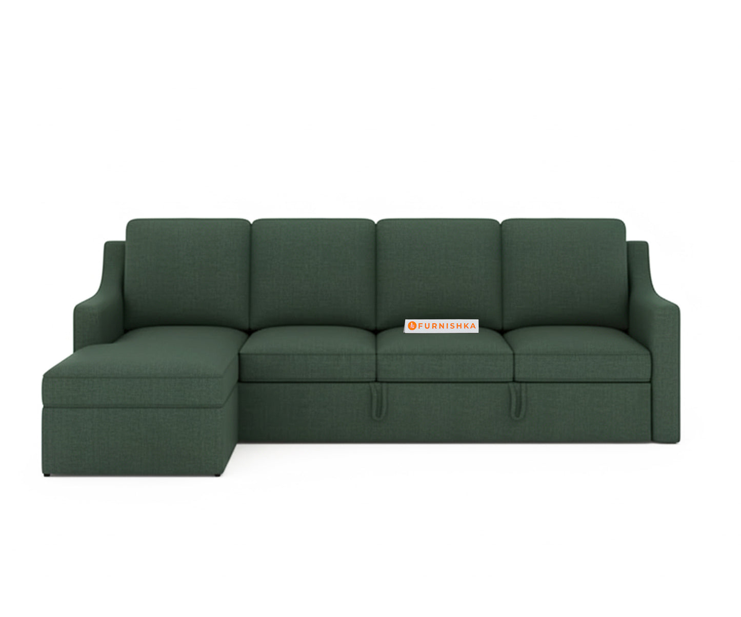 Arrasso Sofa 3+L LHS Sofa cum Bed  - Dark Green Pine - Furnishka 