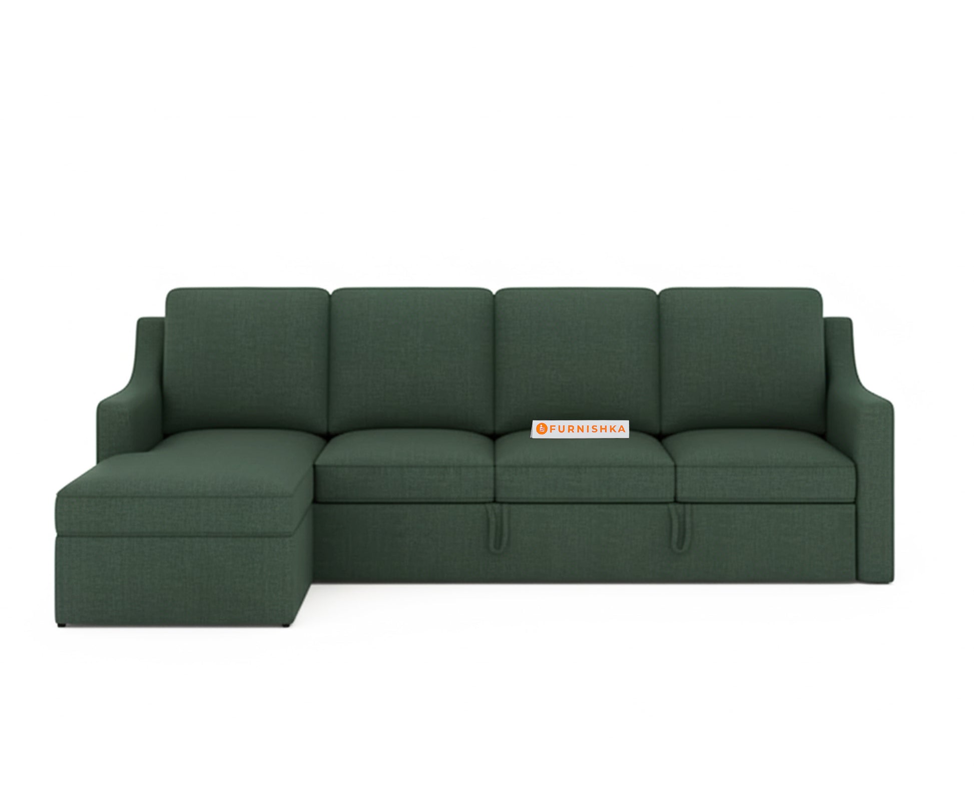 Arrasso Sofa 3+L LHS Sofa cum Bed  - Dark Green Pine - Furnishka 
