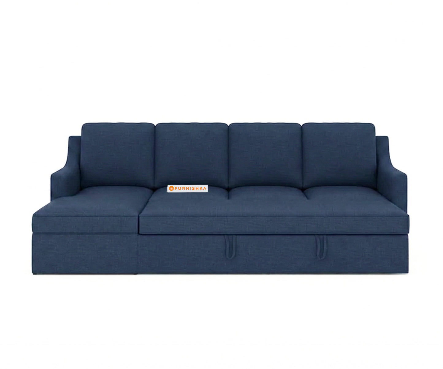Arrasso Sofa 3+L LHS Sofa cum Bed  - Dark Navy Blue - Furnishka 