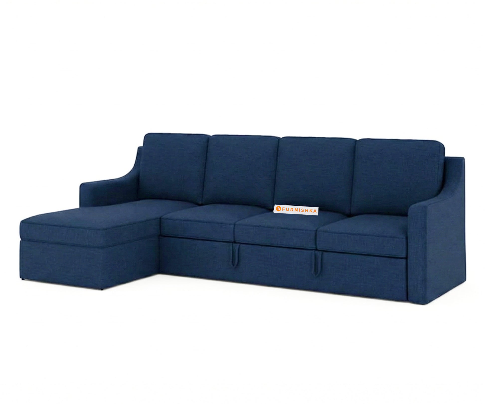 Arrasso Sofa 3+L LHS Sofa cum Bed  - Dark Navy Blue - Furnishka 