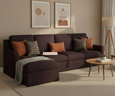 Arrasso Sofa 3+L LHS Sofa cum Bed  - Dark Red Wine