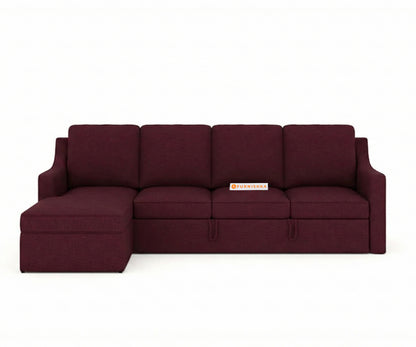 Arrasso Sofa 3+L LHS Sofa cum Bed  - Dark Red Wine - Furnishka 