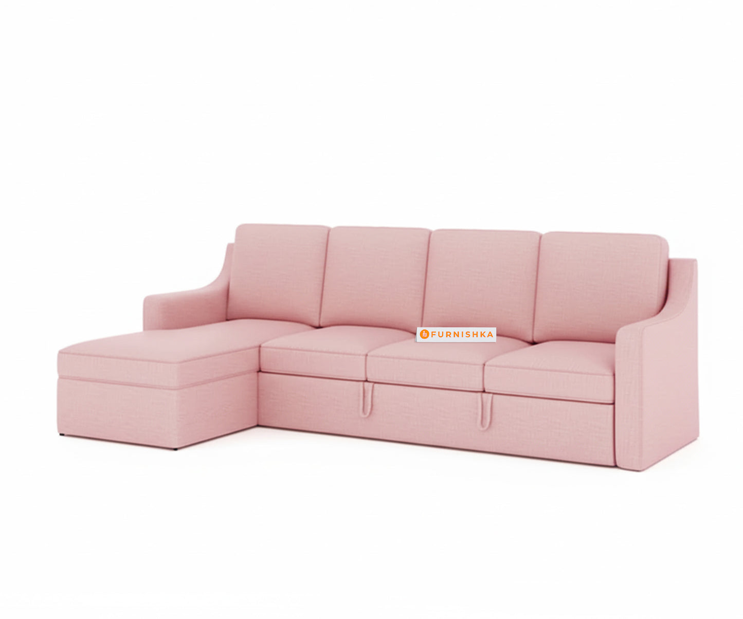 Arrasso Sofa 3+L LHS Sofa cum Bed  - Flamingo Pink - Furnishka 
