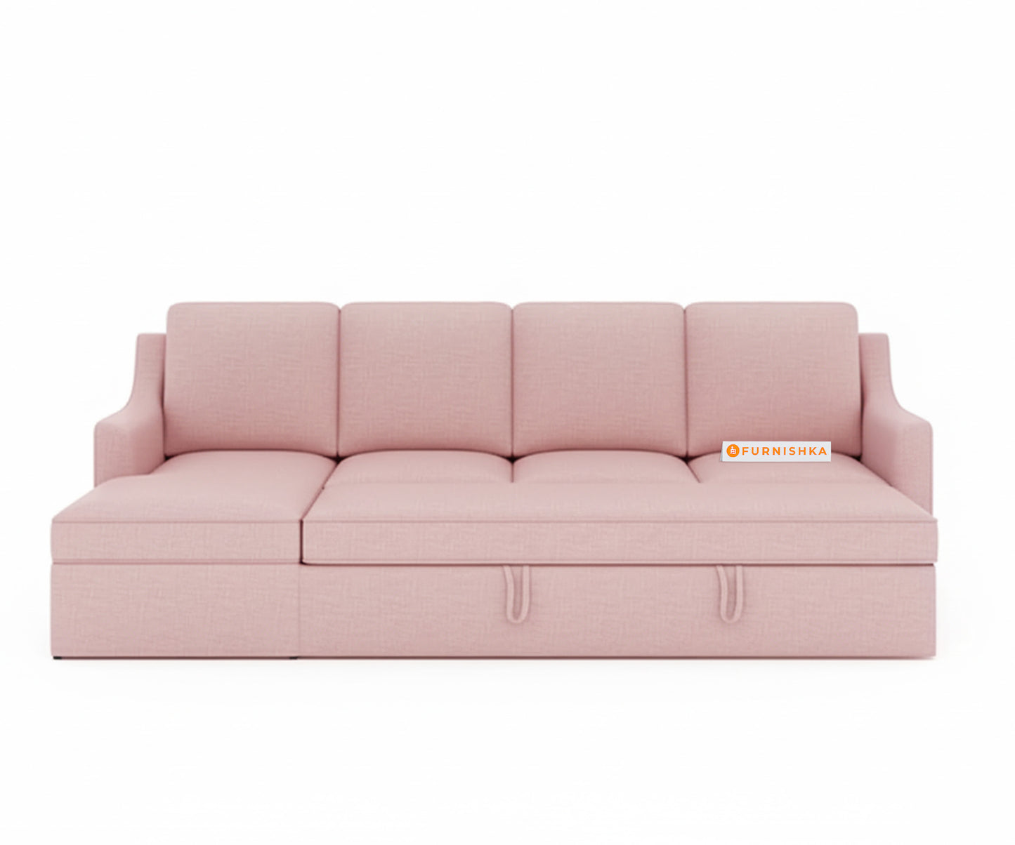 Arrasso Sofa 3+L LHS Sofa cum Bed  - Flamingo Pink - Furnishka 