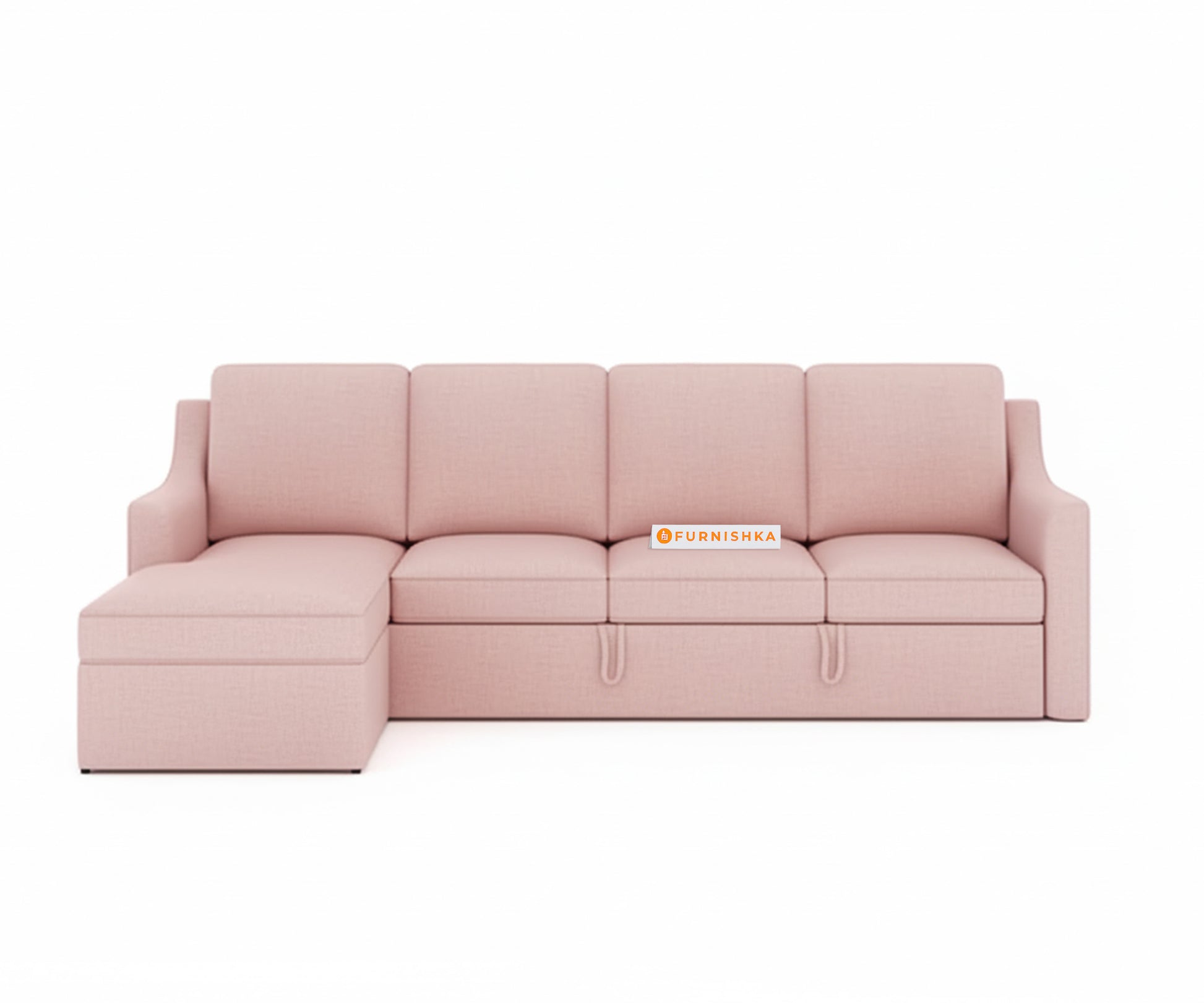 Arrasso Sofa 3+L LHS Sofa cum Bed  - Flamingo Pink - Furnishka 