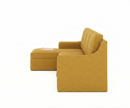 Arrasso Sofa 3+L LHS Sofa cum Bed  - Mustard Yellow - Furnishka 