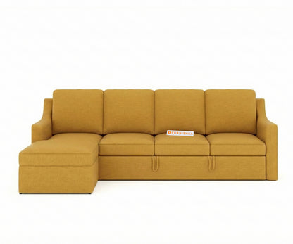 Arrasso Sofa 3+L LHS Sofa cum Bed  - Mustard Yellow - Furnishka 