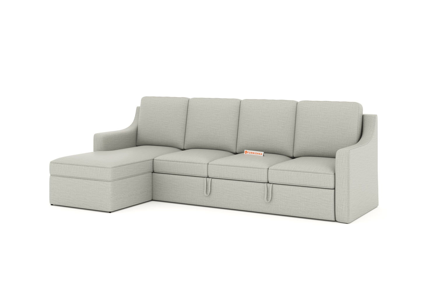 Arrasso Sofa 3+L LHS Sofa cum Bed  - Pull out Type LIght Beige - Furnishka 
