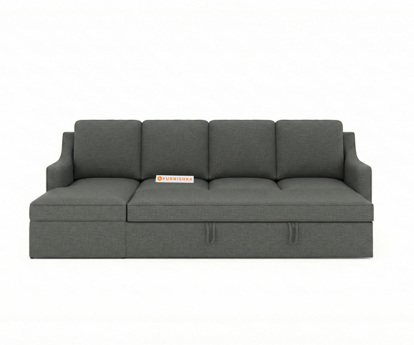 Arrasso Sofa 3+L LHS Sofa cum Bed  - Trout - Space Grey - Furnishka 