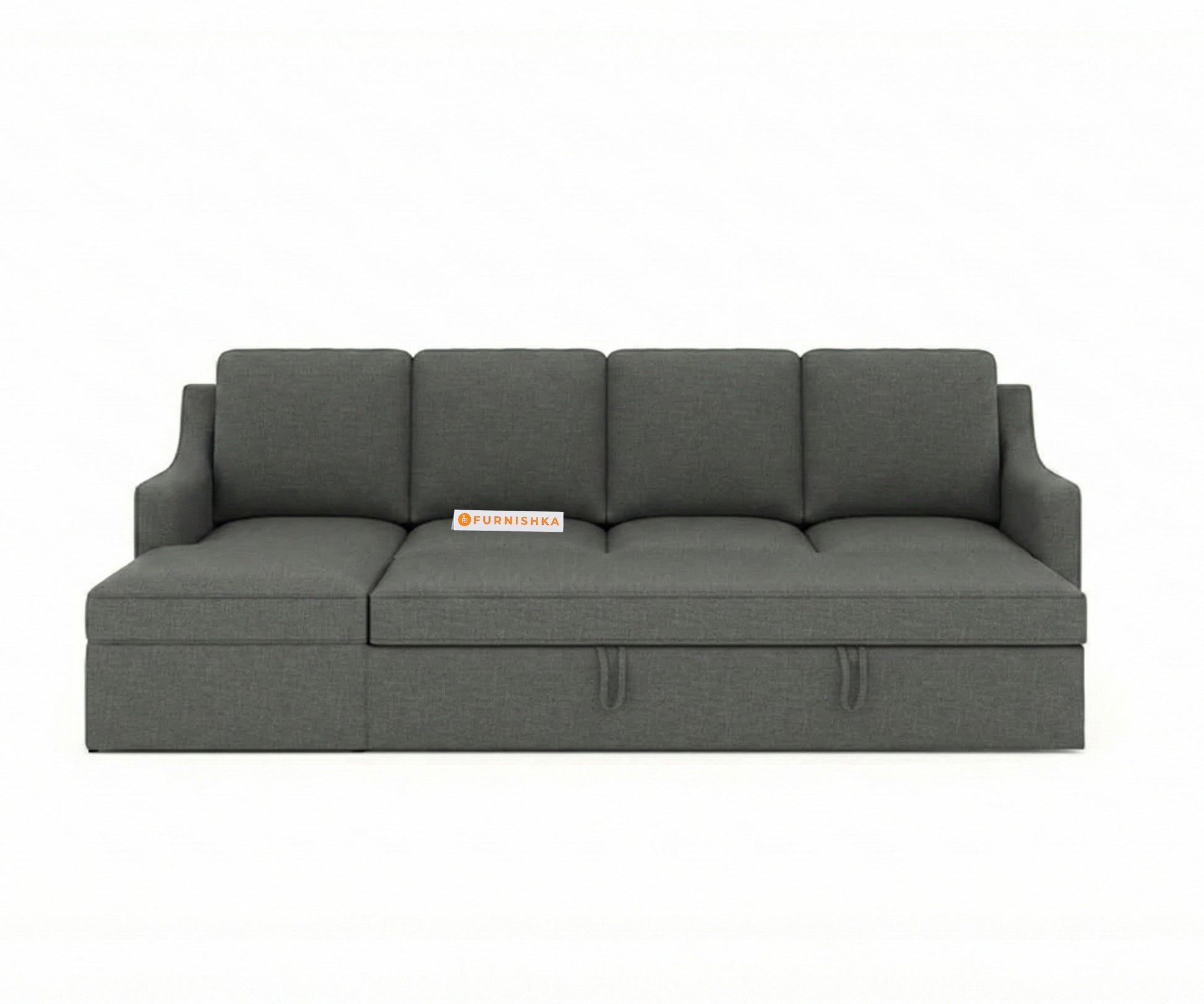 Arrasso Sofa 3+L LHS Sofa cum Bed  - Trout - Space Grey - Furnishka 
