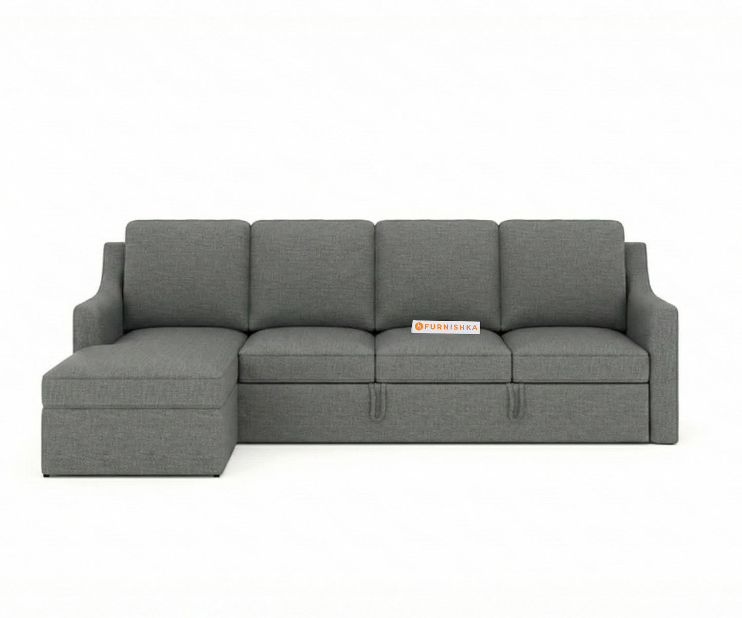 Arrasso Sofa 3+L LHS Sofa cum Bed  - Trout - Space Grey - Furnishka 