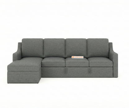 Arrasso Sofa 3+L LHS Sofa cum Bed  - Trout - Space Grey - Furnishka 