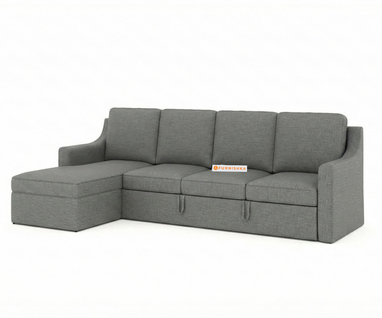 Arrasso Sofa 3+L LHS Sofa cum Bed  - Trout - Space Grey - Furnishka 