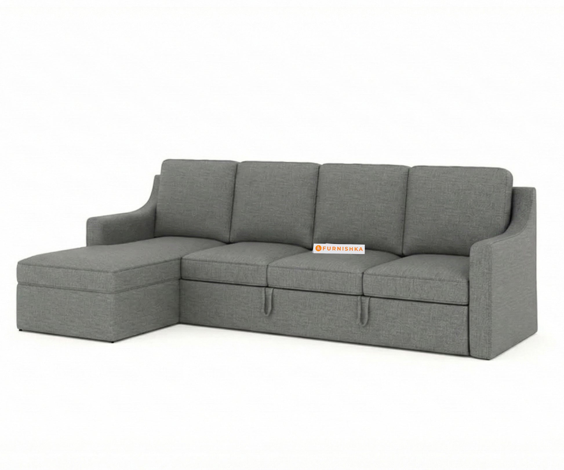 Arrasso Sofa 3+L LHS Sofa cum Bed  - Trout - Space Grey - Furnishka 