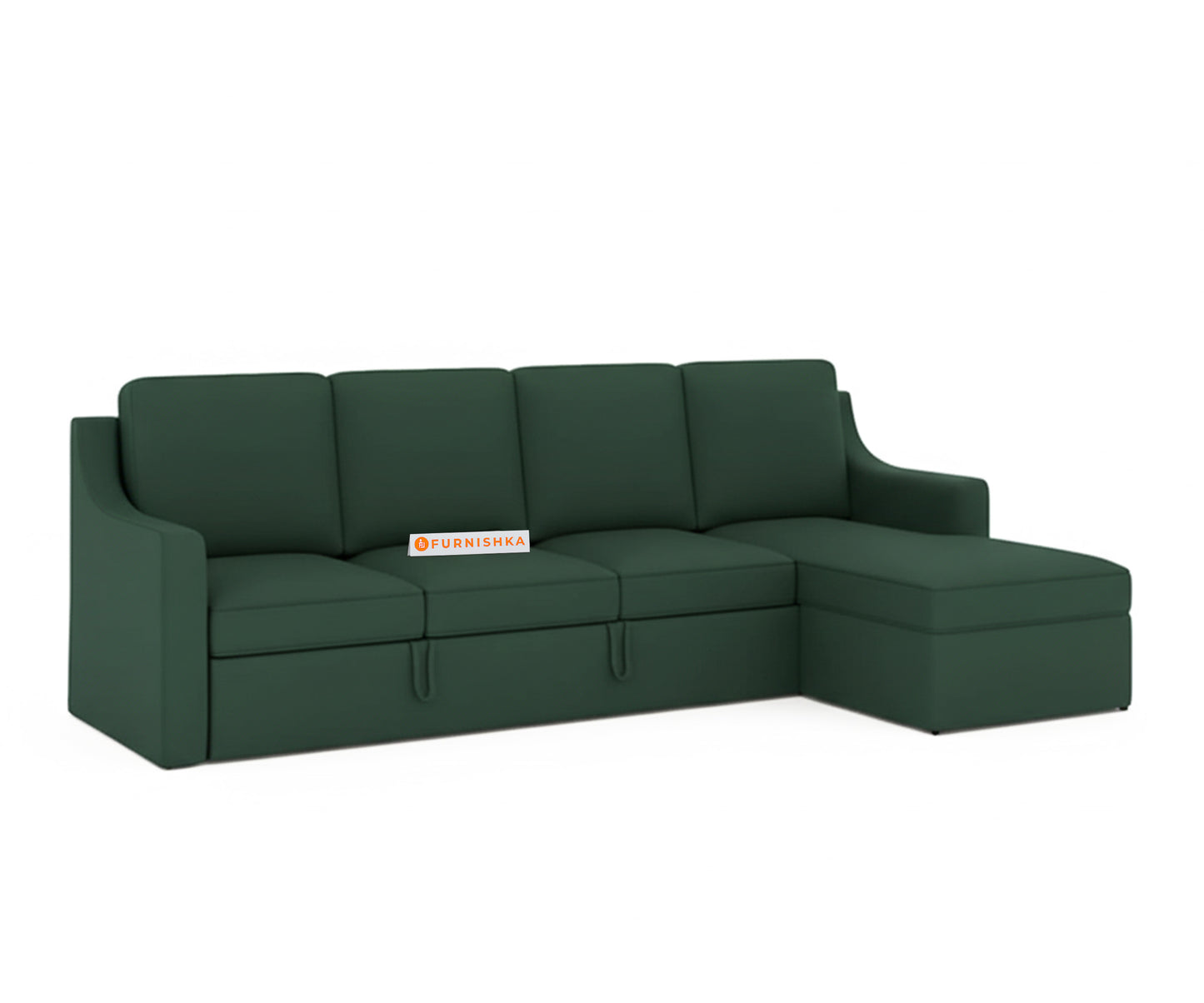Arrasso Sofa 3+L RHS Sofa cum Bed  - Dark Green Pine - Furnishka 