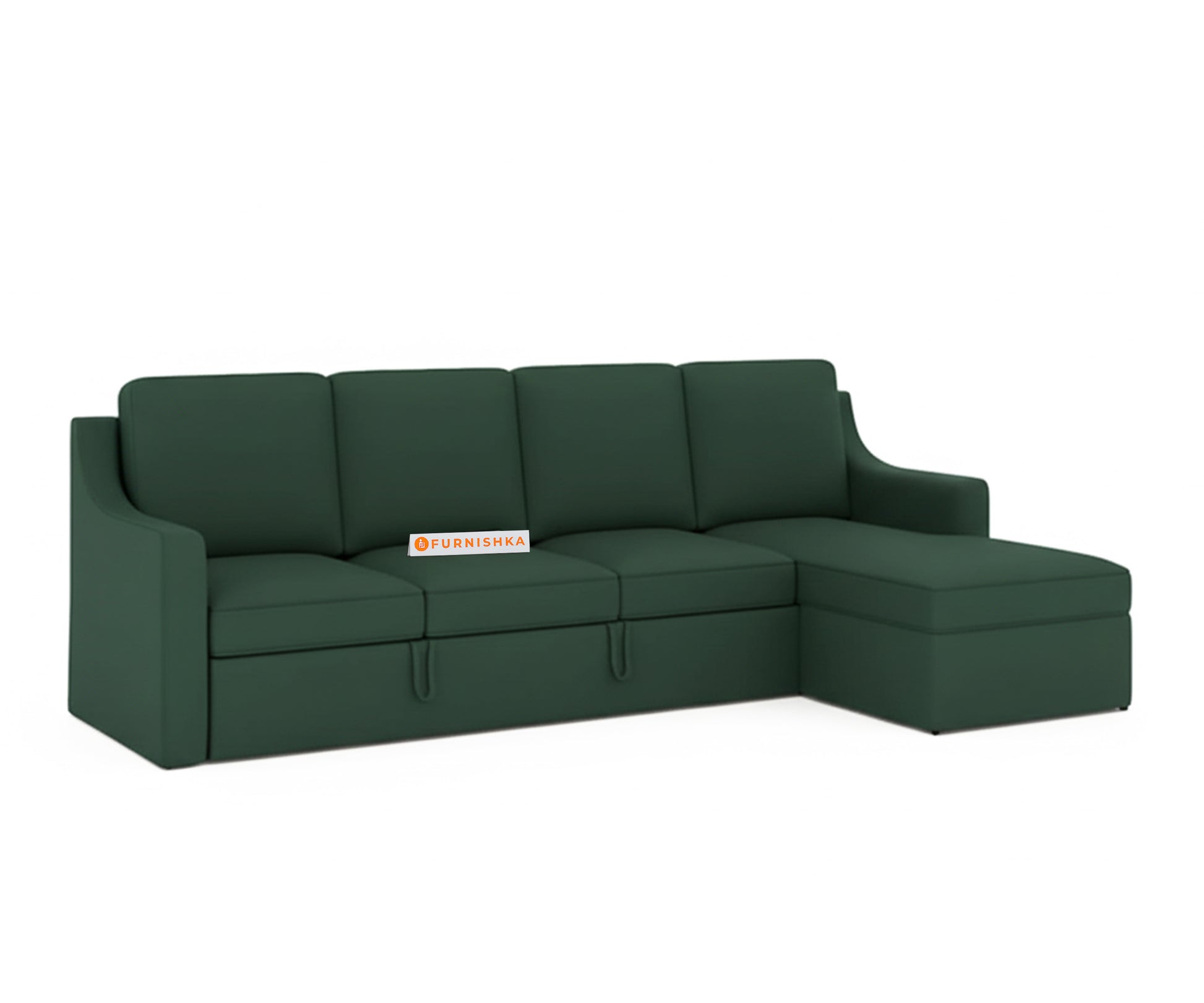 Arrasso Sofa 3+L RHS Sofa cum Bed  - Dark Green Pine - Furnishka 