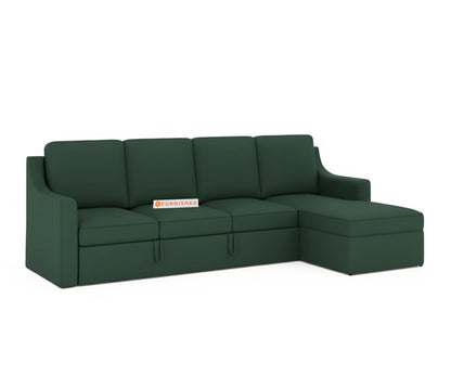 Arrasso Sofa 3+L RHS Sofa cum Bed  - Dark Green Pine - Furnishka 