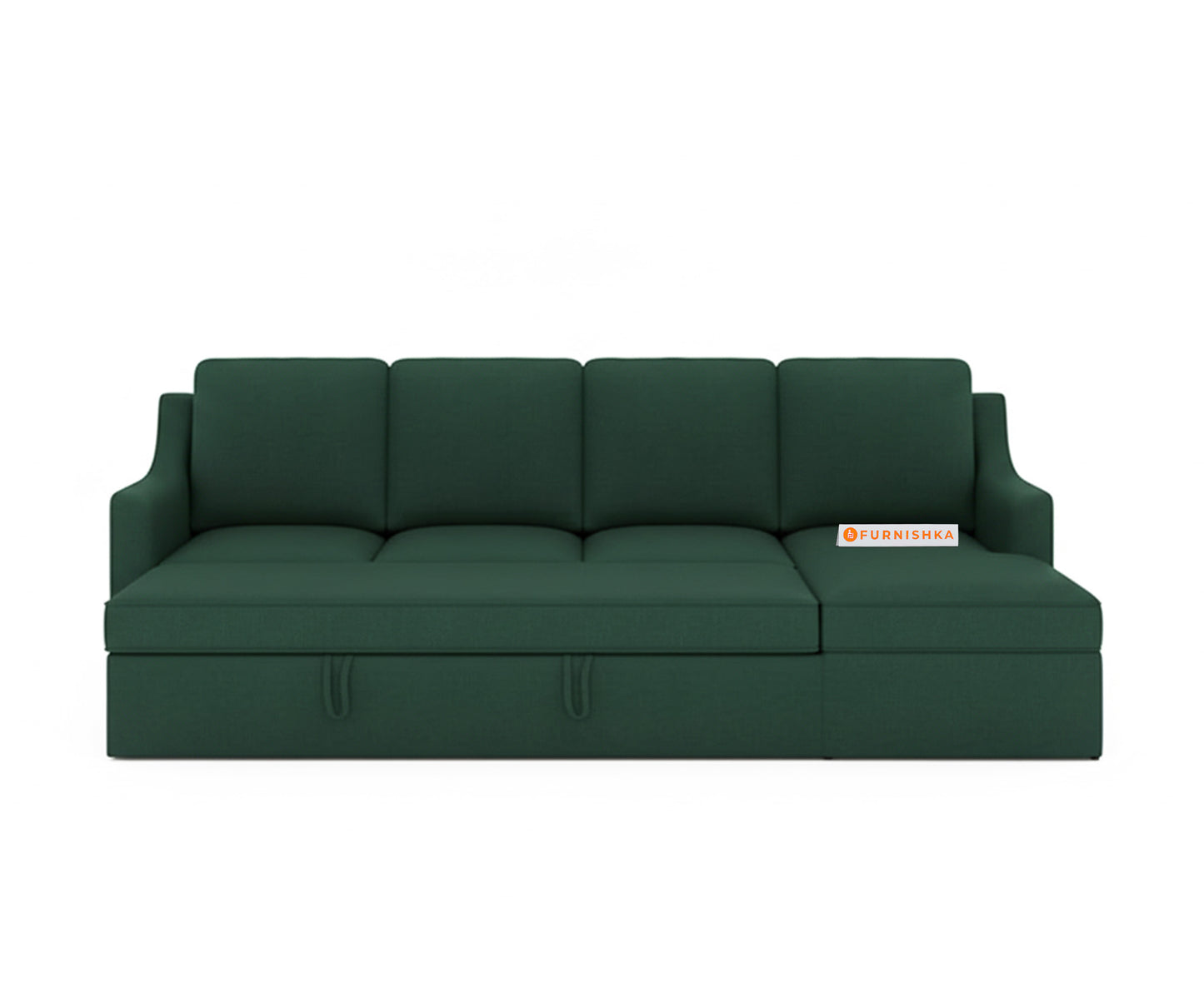 Arrasso Sofa 3+L RHS Sofa cum Bed  - Dark Green Pine - Furnishka 