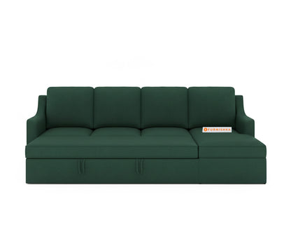 Arrasso Sofa 3+L RHS Sofa cum Bed  - Dark Green Pine - Furnishka 