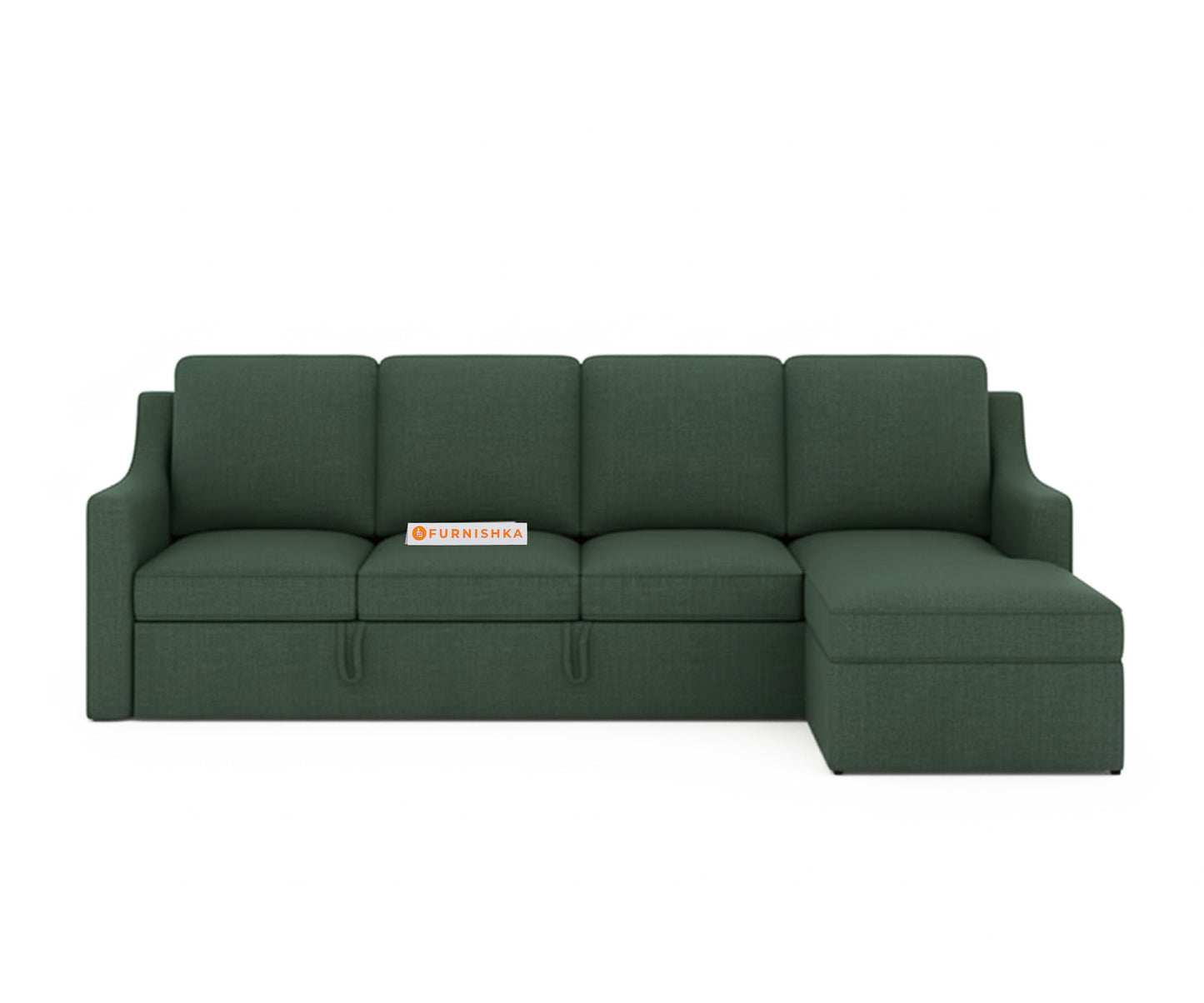 Arrasso Sofa 3+L RHS Sofa cum Bed  - Dark Green Pine - Furnishka 