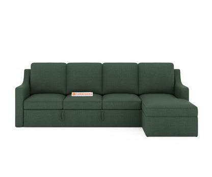 Arrasso Sofa 3+L RHS Sofa cum Bed  - Dark Green Pine - Furnishka 