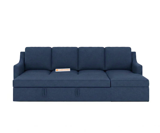Arrasso Sofa 3+L RHS Sofa cum Bed -Dark Navy Blue - Furnishka