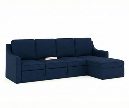 Arrasso Sofa 3+L RHS Sofa cum Bed -Dark Navy Blue - Furnishka 
