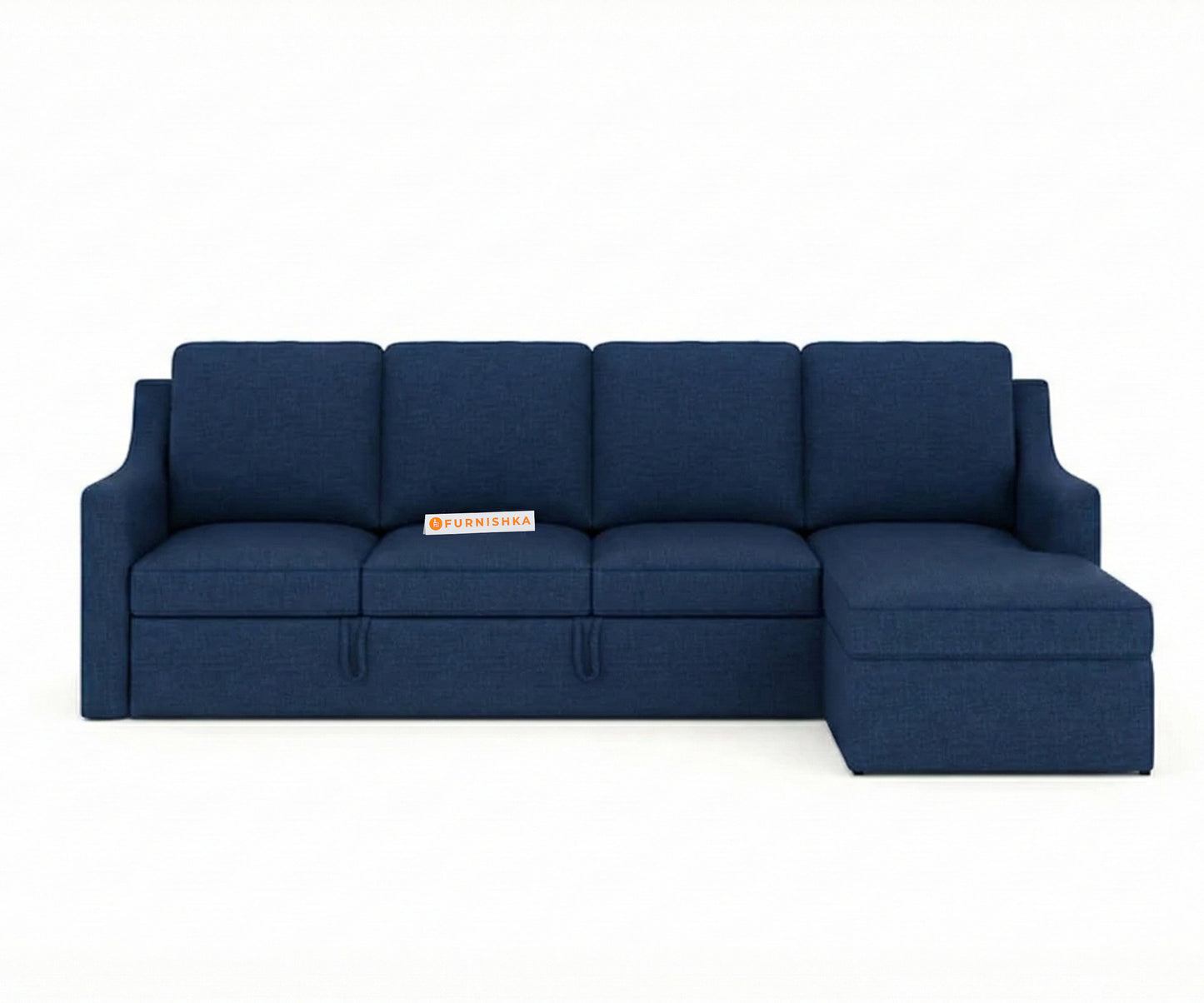 Arrasso Sofa 3+L RHS Sofa cum Bed -Dark Navy Blue - Furnishka 