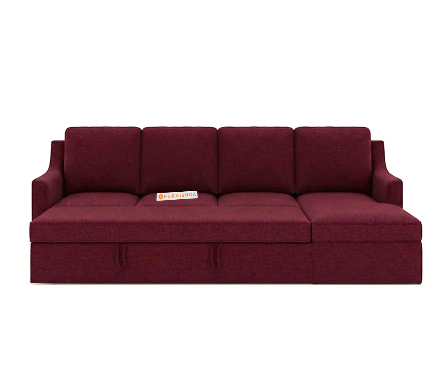 Arrasso Sofa 3+L RHS Sofa cum Bed  - Dark Red Wine - Furnishka 