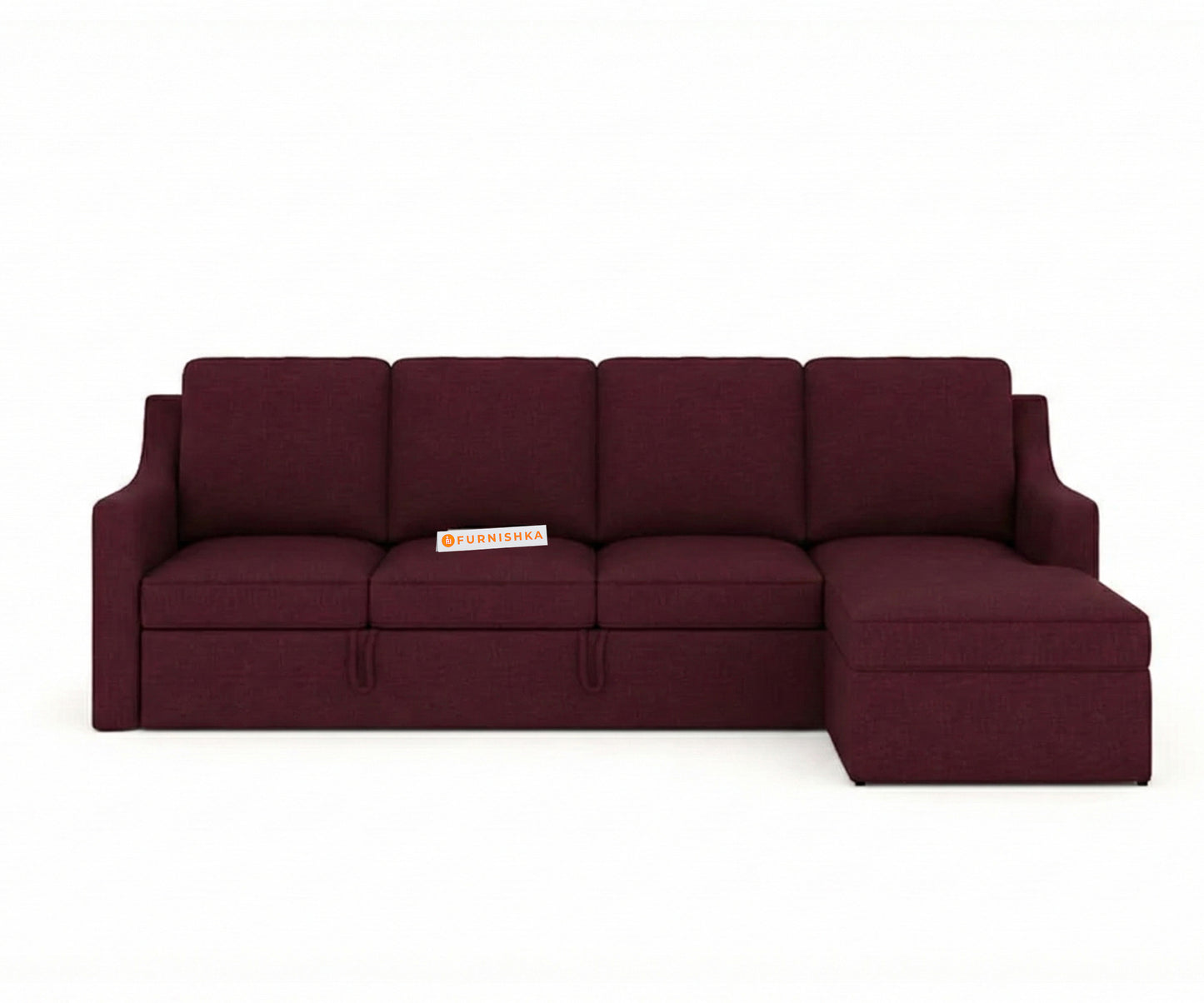 Arrasso Sofa 3+L RHS Sofa cum Bed  - Dark Red Wine - Furnishka 