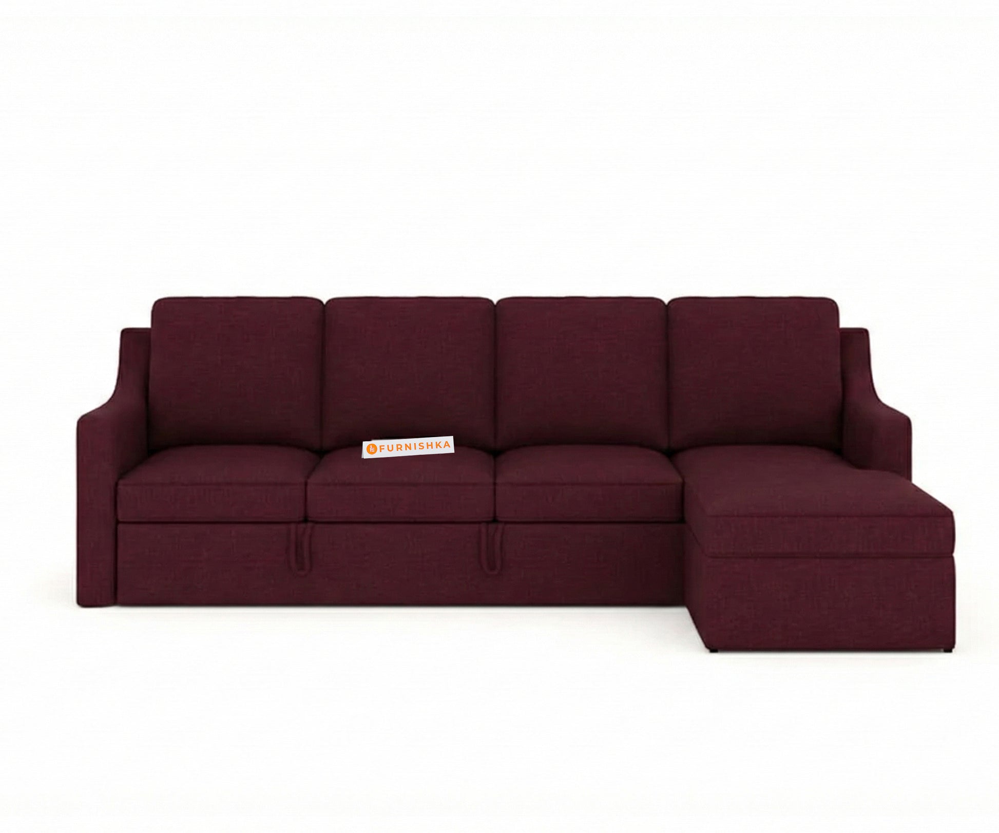 Arrasso Sofa 3+L RHS Sofa cum Bed  - Dark Red Wine - Furnishka 