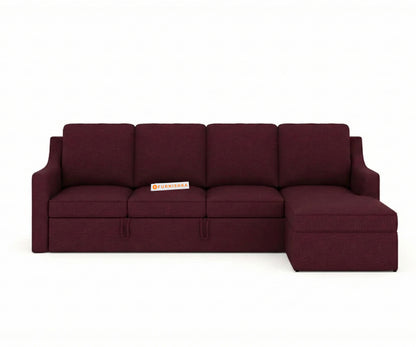 Arrasso Sofa 3+L RHS Sofa cum Bed  - Dark Red Wine - Furnishka 