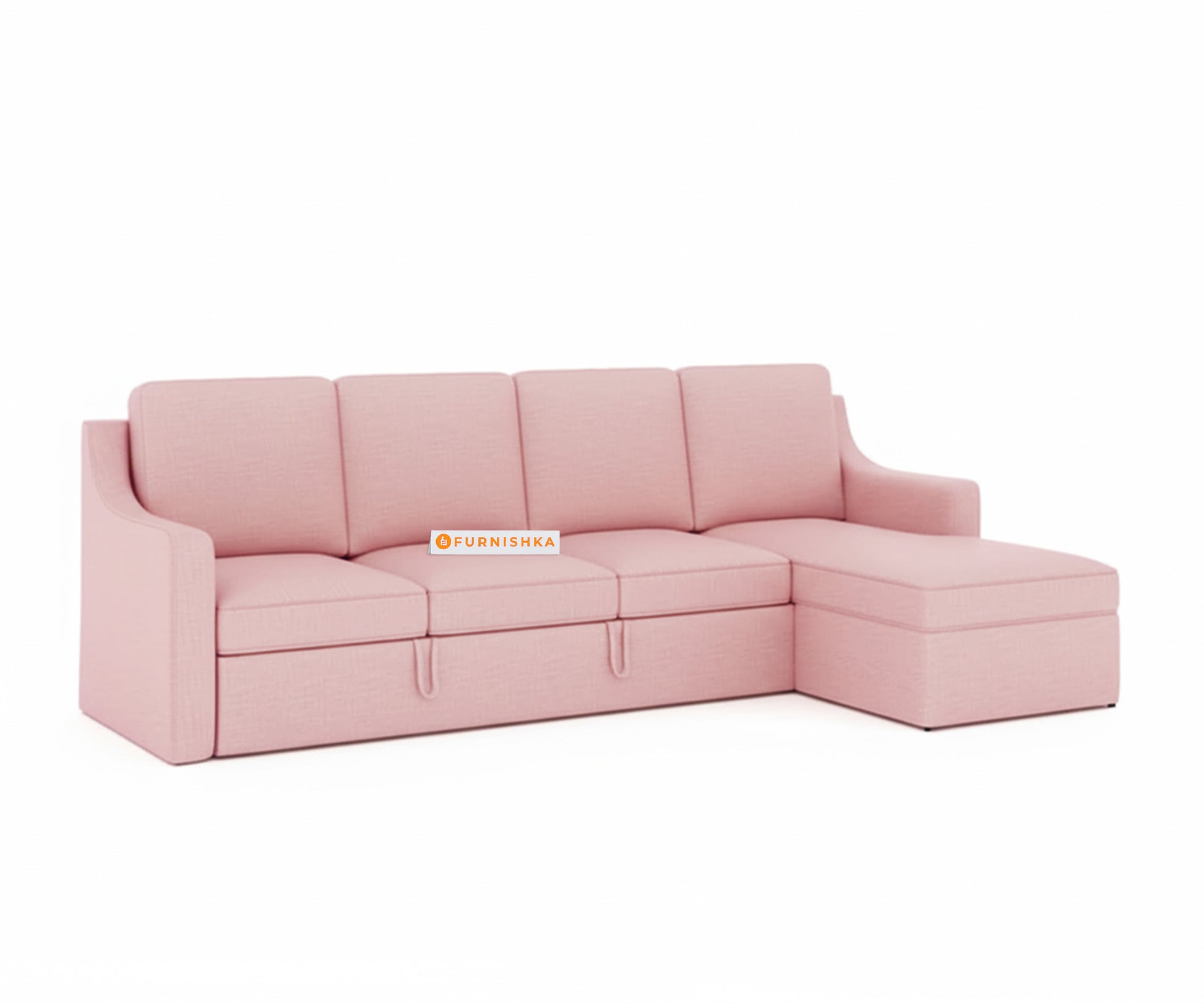 Arrasso Sofa 3+L RHS Sofa cum Bed  - Flamingo Pink - Furnishka 