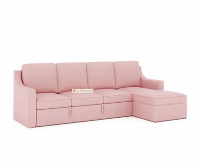 Arrasso Sofa 3+L RHS Sofa cum Bed  - Flamingo Pink - Furnishka 