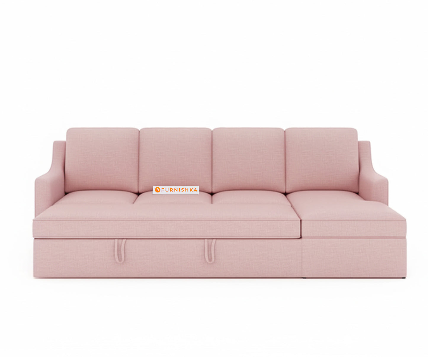 Arrasso Sofa 3+L RHS Sofa cum Bed  - Flamingo Pink - Furnishka 