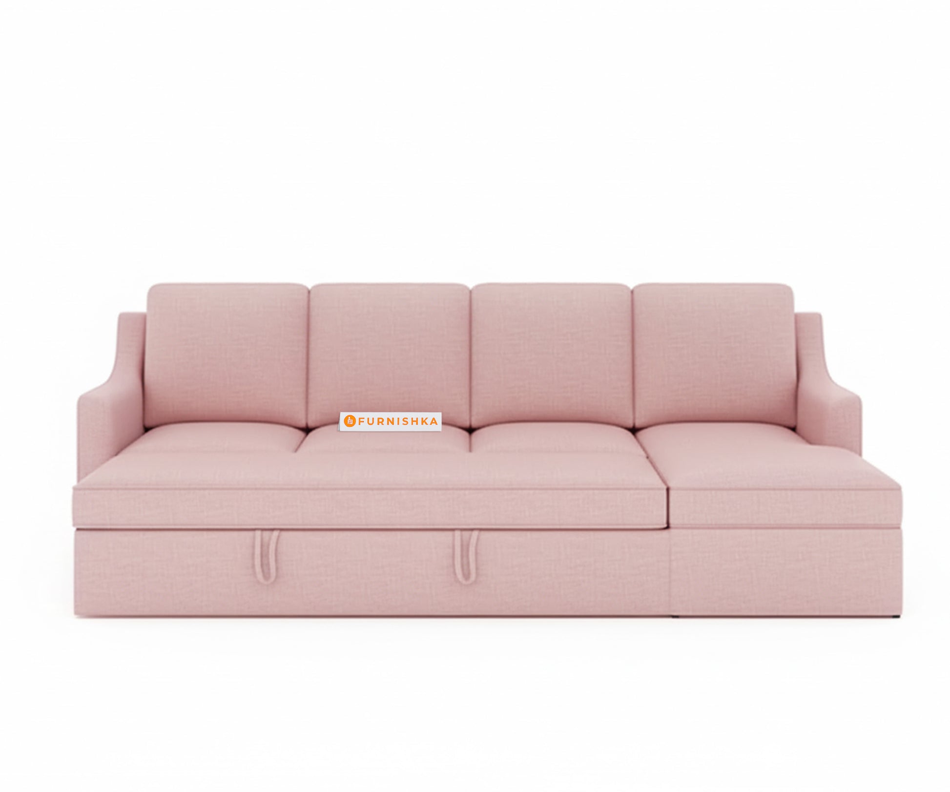 Arrasso Sofa 3+L RHS Sofa cum Bed  - Flamingo Pink - Furnishka 