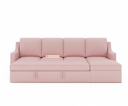 Arrasso Sofa 3+L RHS Sofa cum Bed  - Flamingo Pink - Furnishka 