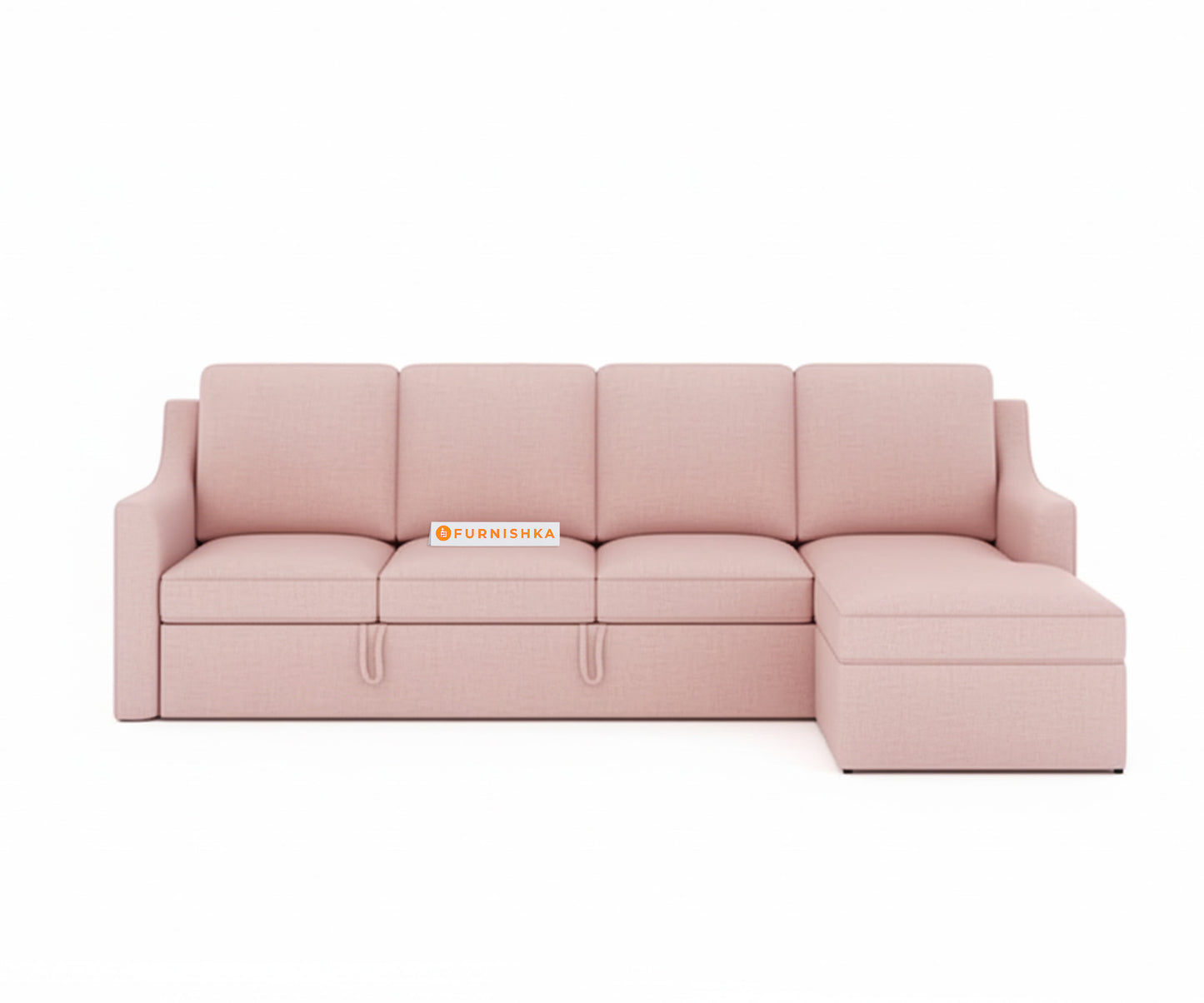 Arrasso Sofa 3+L RHS Sofa cum Bed  - Flamingo Pink - Furnishka 