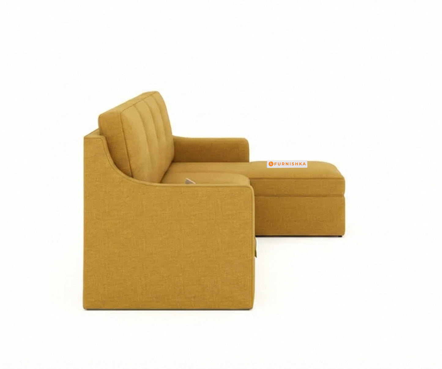 Arrasso Sofa 3+L RHS Sofa cum Bed  - Mustard Yellow - Furnishka 