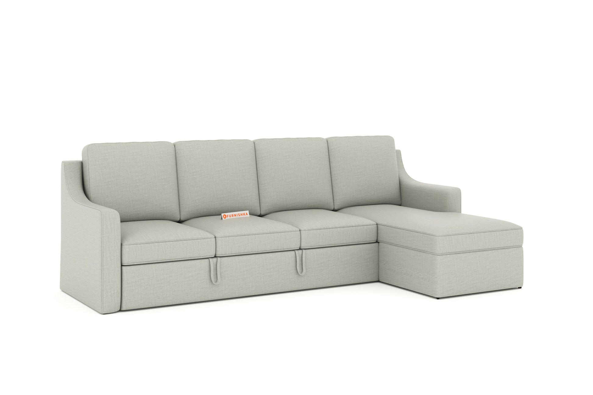 Arrasso Sofa 3+L RHS Sofa cum Bed  - Pull out Type Light Beige - Furnishka 