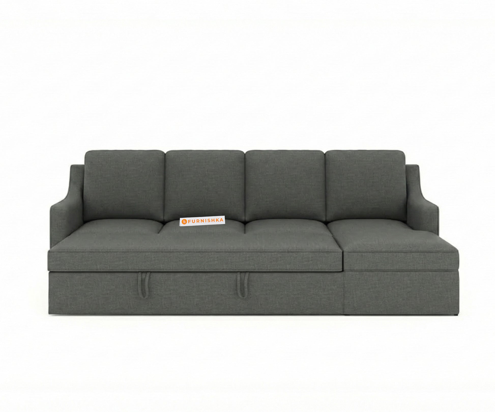 Arrasso Sofa 3+L RHS Sofa cum Bed  - Trout - Space Grey - Furnishka 
