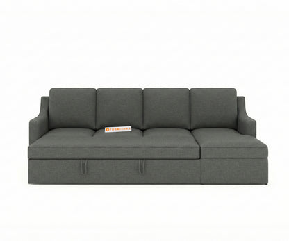 Arrasso Sofa 3+L RHS Sofa cum Bed  - Trout - Space Grey - Furnishka 