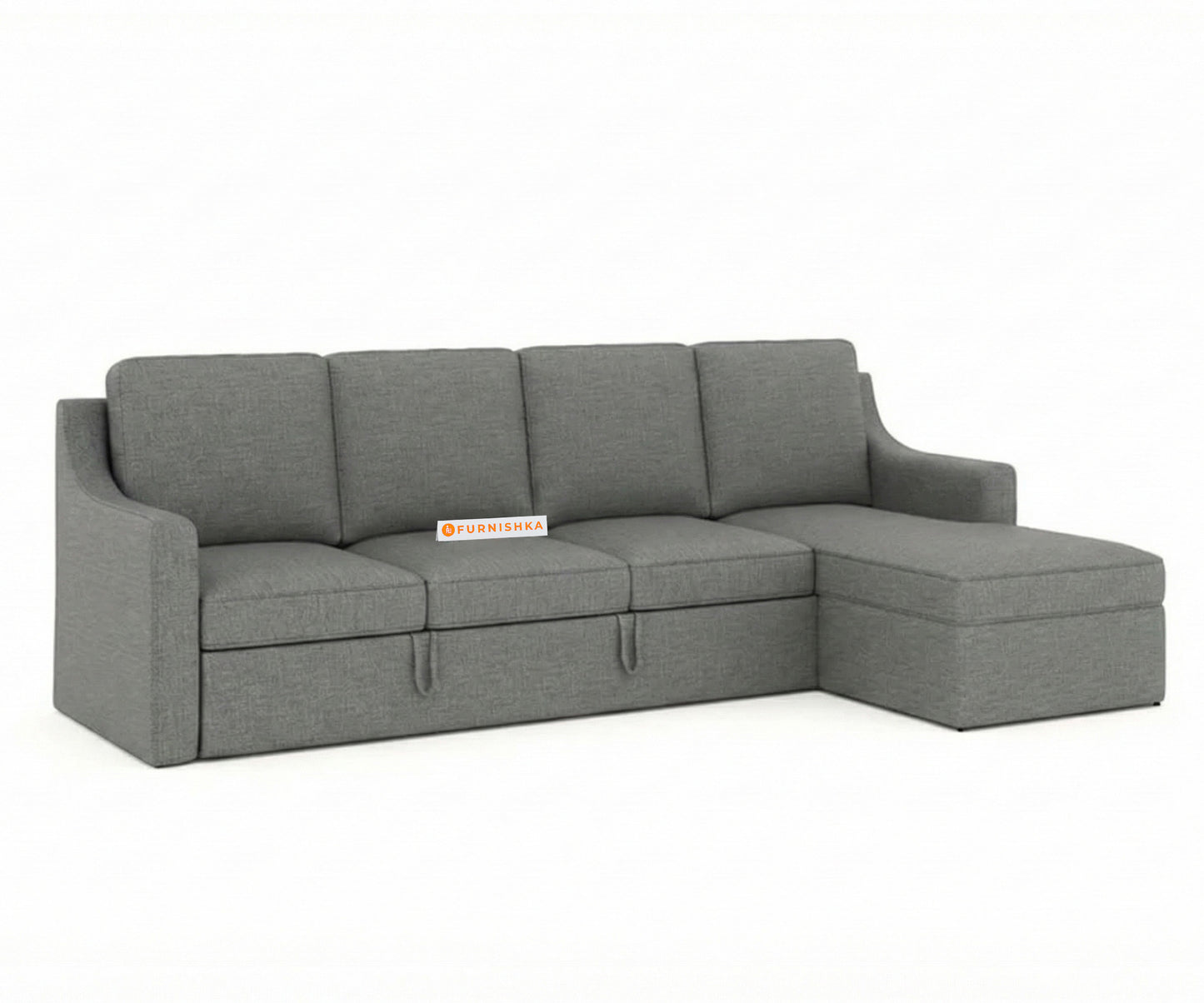 Arrasso Sofa 3+L RHS Sofa cum Bed  - Trout - Space Grey - Furnishka 